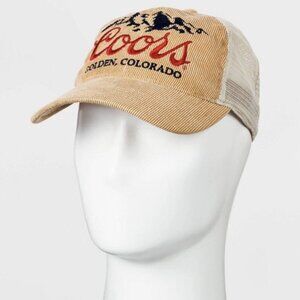 Coors Banquet Golden Colorado Beer Adjustable Trucker Hat Cap Beige Tan